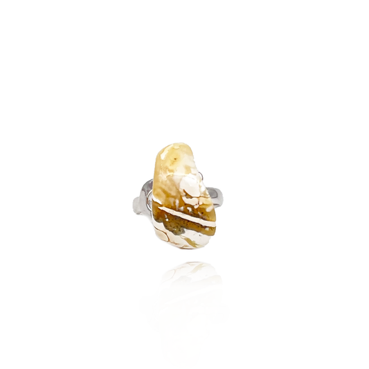 Silver 925 ring with amber "White gold"