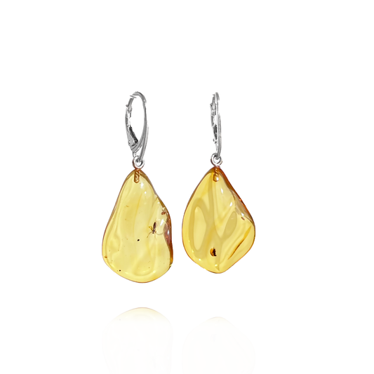 Amber earrings with inclusions "Better together"