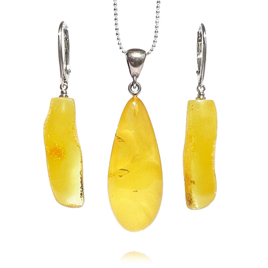 Amber set, silver 925 "Lemon"