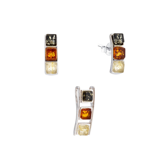 Amber set with silver 925 "Colors of Happiness"