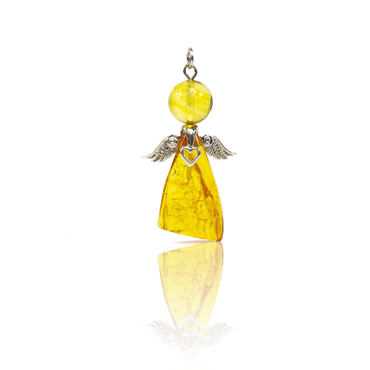 Amber pendant, clear "Happiness"
