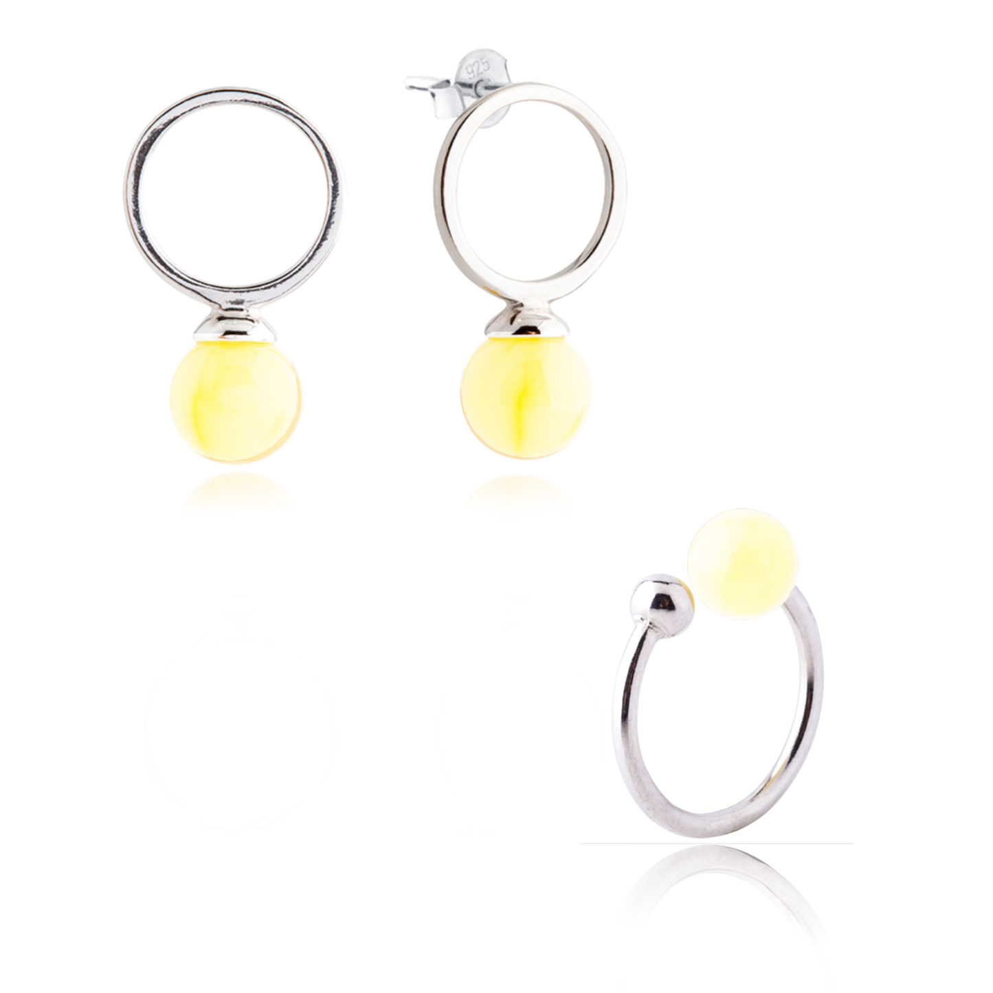 Amber ring with silver 925 "Sun"