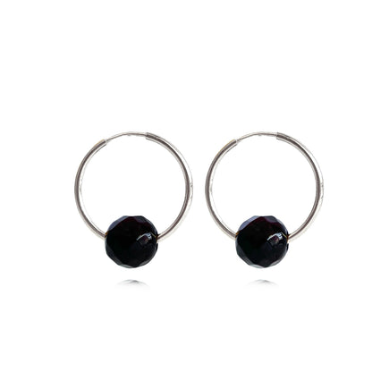 Hoop earrings, diameter 25mm, silver/gilded silver 925 "Facated"