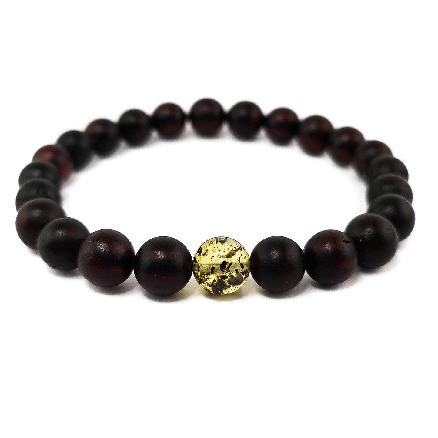 Black amber bracelet with clear amber insert "Consciousness"