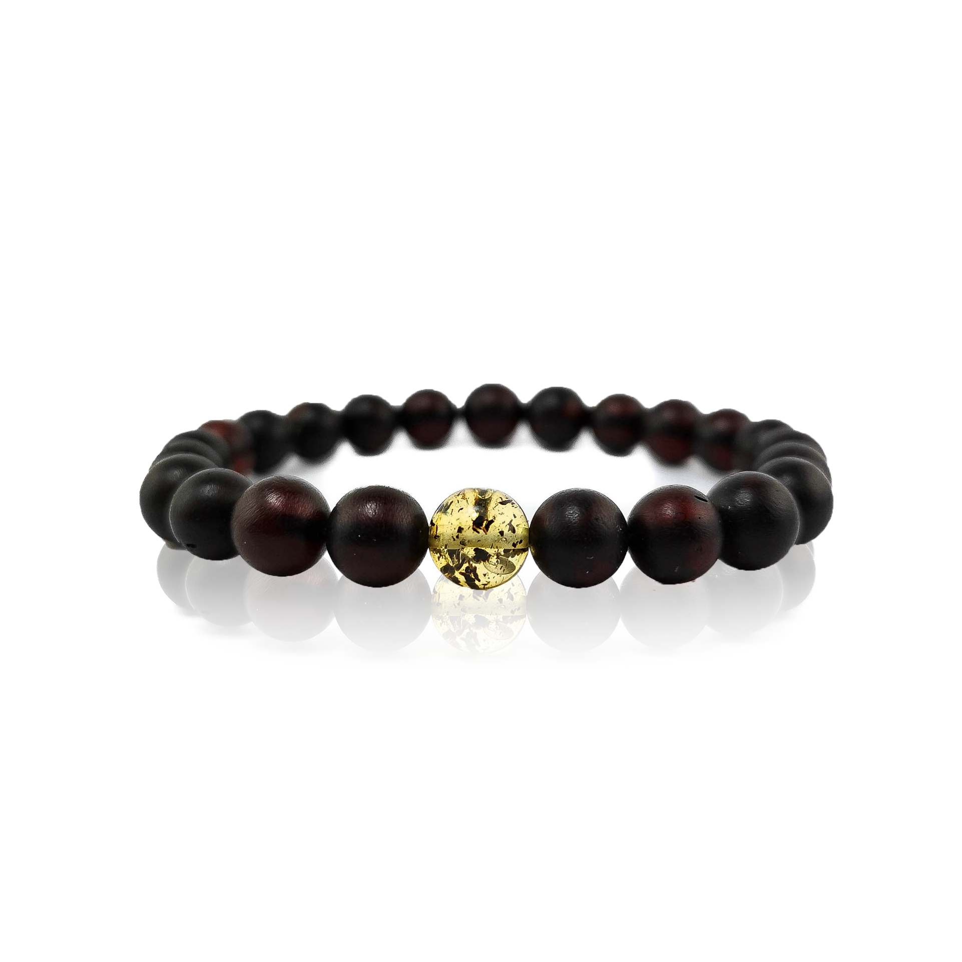 Black amber bracelet with clear amber insert "Consciousness"