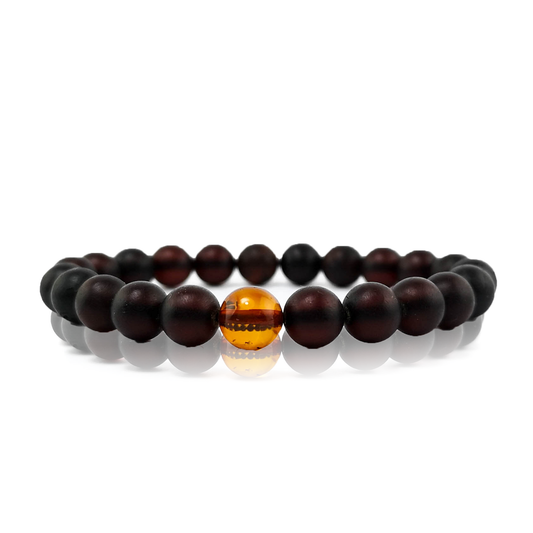 Black amber bracelet with brown amber insert "Honey"
