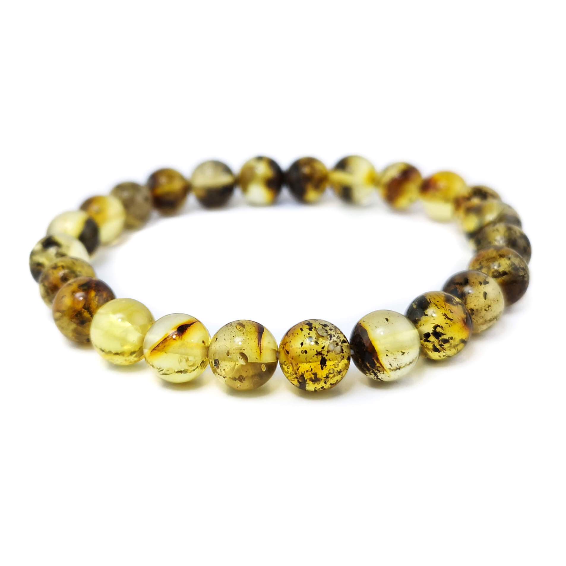 Transparent amber bracelet with smart inclusions "Amber Journey"