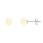 White amber stud earrings, silver 925