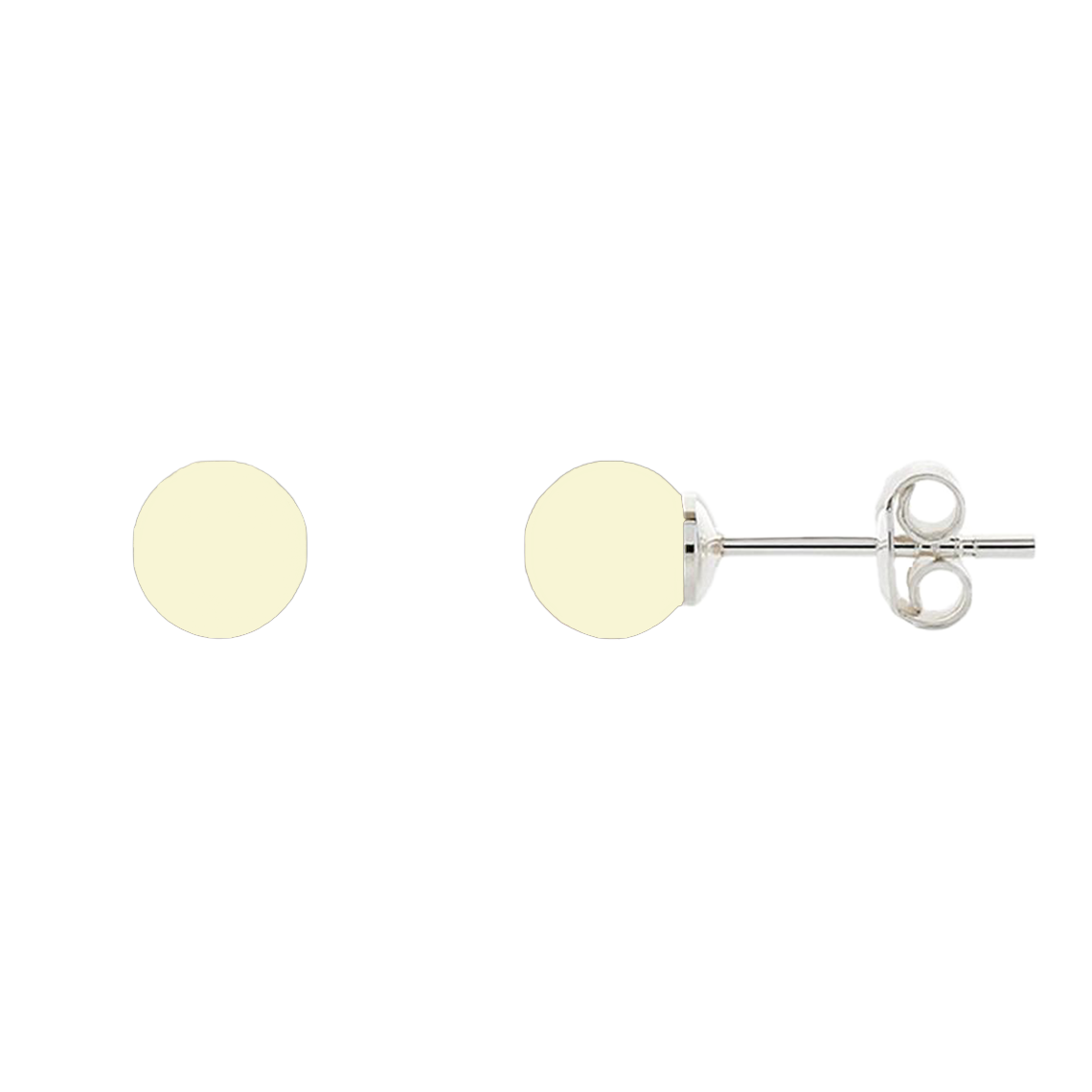 White amber stud earrings, silver 925