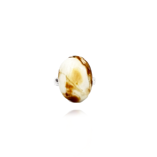 Amber ring with silver 925 "Caramel flavor"