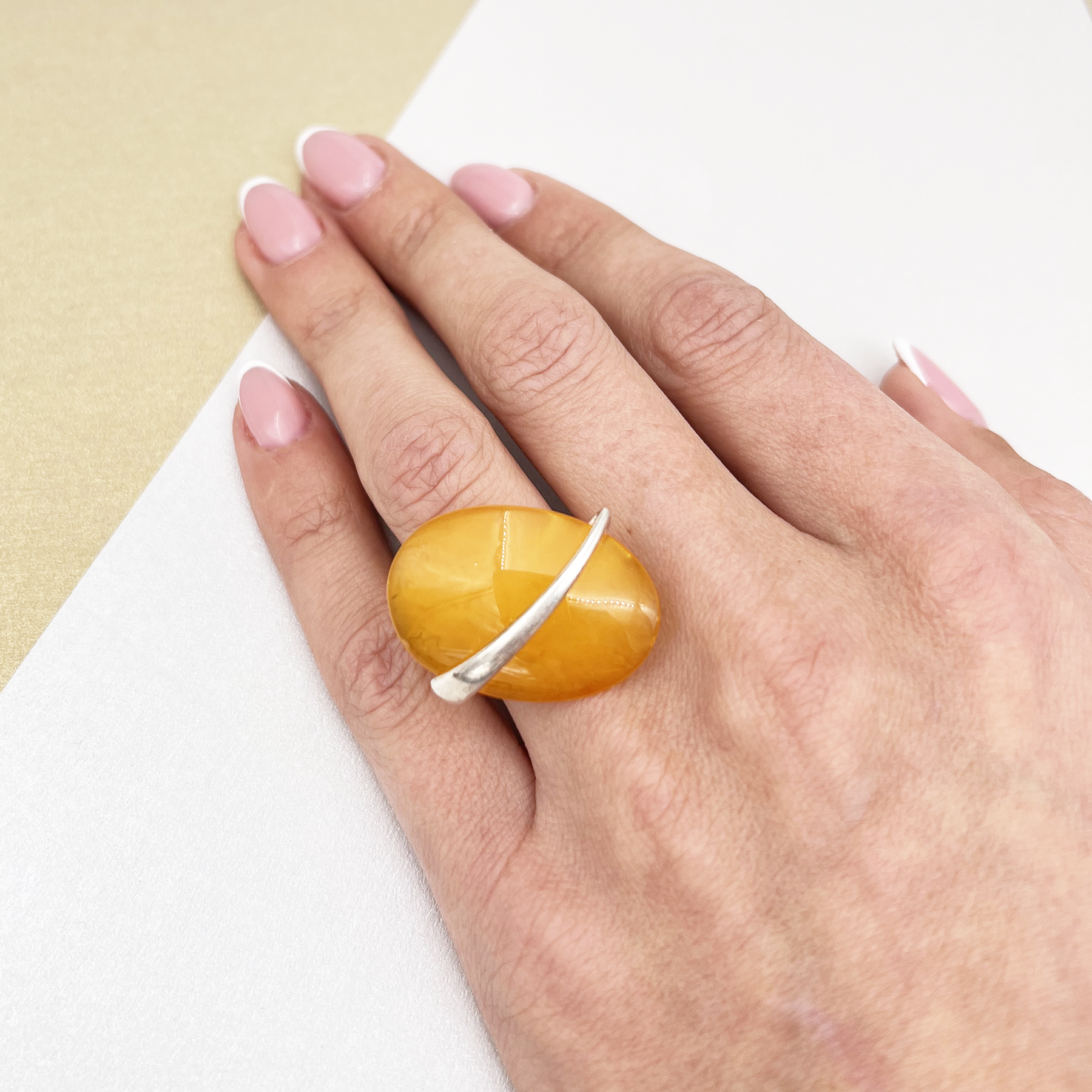 Silver 925 ring with amber "Touch"