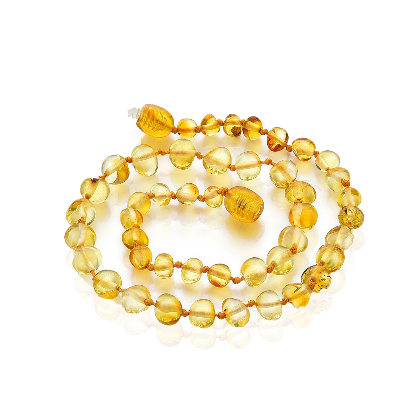 Transparent children's amber necklace