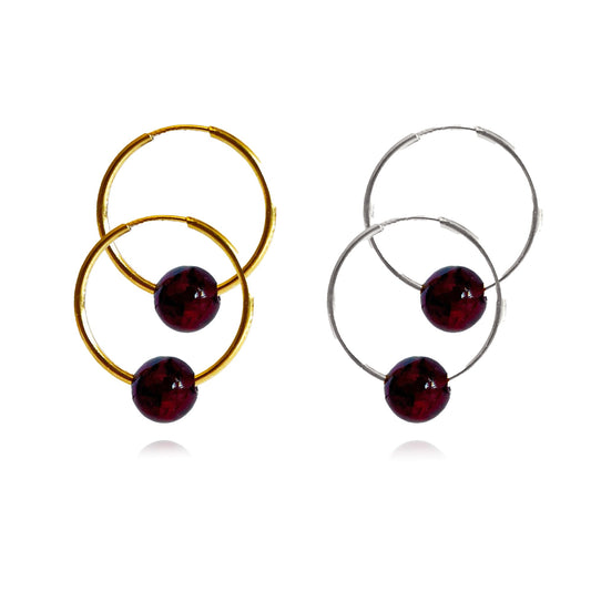 Hoop earrings, diameter 25mm, silver/gilded silver 925 "Cherry"